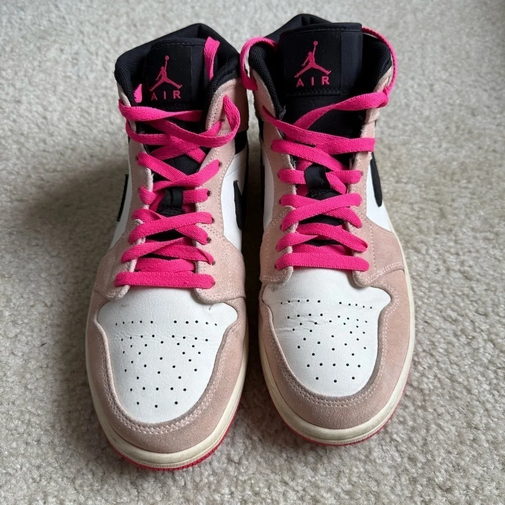 Air Jordan 1 Mid SE crimson tint hyper pink-black unisex lace-up Size Men’s 9